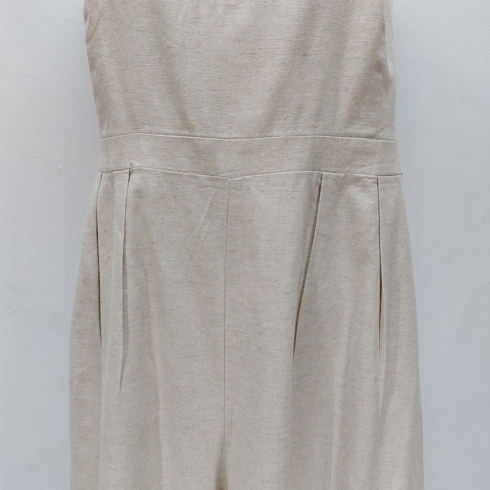 Banana Republic Jumpsuit Women's 18 Beige Linen Blend Wide Leg Square Neck Coast - Picture 8 of 12